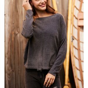 Barefoot Dreams CozyChic Ultra Lite Slouchy Pullover Carbon Color Size Small